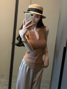 Acetate Satin Drapey Casual Straight Leg Pants Women Summer New Style Pure Desirable Spicy Sleeveless Knitted Vest Top