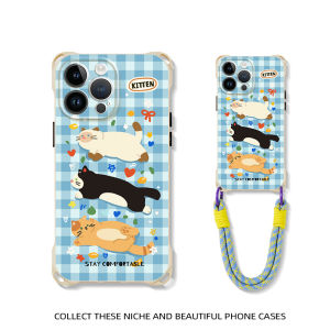 Lazy Cat Phone Case with Lanyard BOLDSTERN Silicone Protective Cover for Apple 16Plus Xiaomi 17Pro Honor 400 Huawei Nova 14Pro Redmi K80 Note14