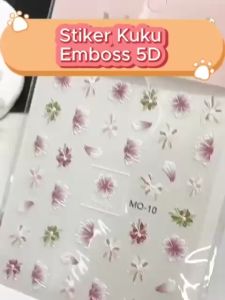 5D Embossed Flower Nail Sticker Stiker Kuku 5 Dimensi Emboss Nail Art Stiker Kuku Timbul 3D