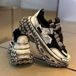 Mens Casual Shoes 2025 New Autumn Trendy Brand Retro Thick Bottom Heightening Sports Leisure Black Samurai Tire Old Dad Shoes