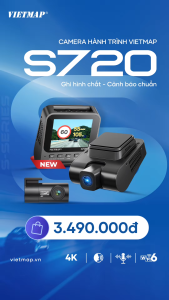 [MẪU MỚI 2025] CAMERA HÀNH TRÌNH 4K CẢNH BÁO GIAO THÔNG VIETMAP S720