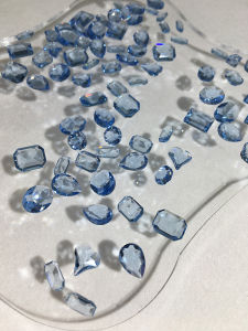 SUNLEAD Pointed Bottom Shaped Ice through Light Blue Nail Art Jewelry: Premium Quality Glass with Mixed Large Diamonds