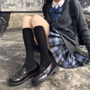 Korean Style Velvet Women Cute JK Socks Medium High Breathable Over-the-knee Stockings
