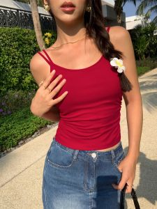 เสื้อกั๊กแขนกุดถักสีดำ NEVA HU สำหรับผู้หญิง พร้อมแผ่นเสริมหน้าอก ทรงเข้ารูป ทรงสลิม ฤดูร้อน 2025 เสื้อผ้าทำงาน