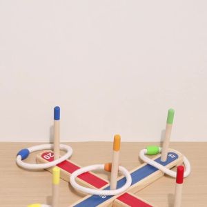 Wooden Ring Game Set - Group Activity Two-Person Competitive Scoring Game Childrens Hand-Eye Coordination And Competitive Game