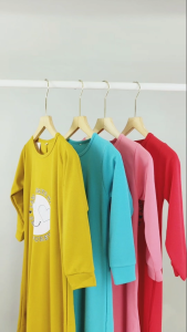 CF Kids Gamis Anak Perempuan Print DTF Always Happy Baju Muslim