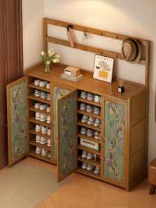 Retro Style Large Capacity Multi-layer Home Entrance Wall-Mounted Shoe Cabinet Non-wooden Shoe Storage Rack for Entrance
