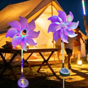 1PC Colorful Windmill Solar Garden Lamp Outdoor Waterproof Stake Lights Decoration Landscape Lighting For Yard Patio Pathway