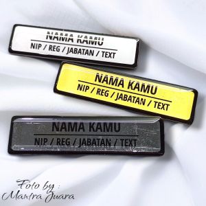 Nama Dada Magnet - Papan Nama Dada - Kuningan Stainless Akrilik - Magnet