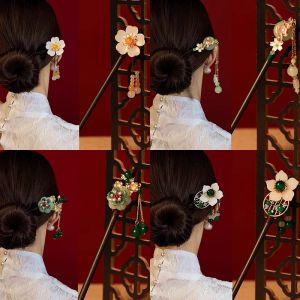New Chinese Style Tassels Hair Stick for Women Ancient Style Wood Hairpin Women Hanfu Horse Face Skirt Hair Accessories
