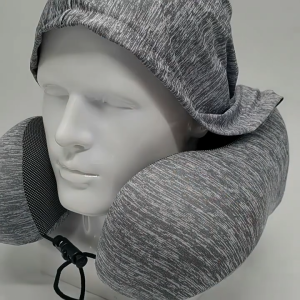 TOM New Memory Foam U-Shaped Neck Nap Pillow with Hood for Office Traveling by Plane Car