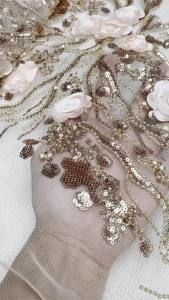 2.5 yards African Sequins Beaded Groom Lace Fabric High Quality French Tulle Lace Fabric Embroidery Nigerian Lace Fabrics Sewing