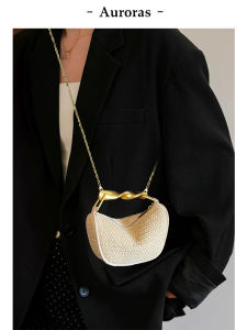 Summer Hot Crossbody Woven Womens Bag Luxury Small Audience High-End Feeling Handheld Dumpling Bag New 2025 Light Luxury