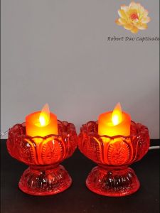 Cốc nến thờ cúng hình hoa sen chạy điện