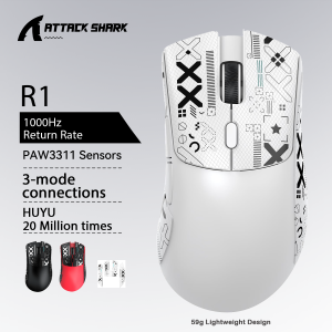 ATTACK SHARK | Attack Shark R1 X11 Wireless Gaming Mouse 18K DPI PAW3311 Tri-Mode Bluetooth/2.4GHz/Wired Lightweight Macro Gaming Mouse