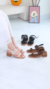 [Form to] Giày Sandal Nữ 5cm Quai Ngang Cutout Laser Thời Trang Pixie H401