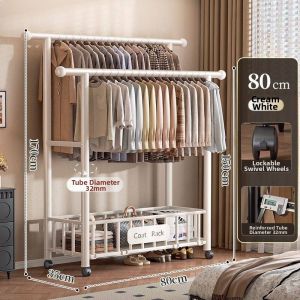 YIXUAN | Dual Rod Floor Standing Mobile Clothes Rack