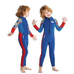 Thickened Long Sleeve Childrens One-Piece Swimsuit Winter Warm Waterproof Diving Suit Boy Girl Thermal Swimming Costume