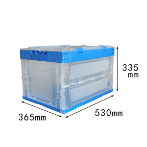 Foldable Plastic Storage Box with Cover Transparent Blue Transparent Plastic Storage Box for Home Organization Clothing Storage