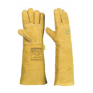 Weldas Extended Length 46cm Premium Welders Welding Protective Gloves - Grade A Cowhide Three-Layer Heat-Resistant Gloves with Special Soft Sweat-Absorbent Lining & Fire-Resistant Thread Model 10-2000