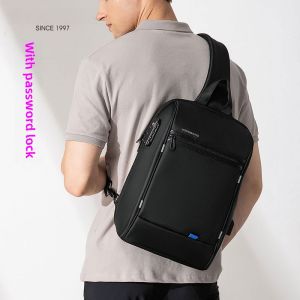 Mens Chest Bag Crossbody Notebook Computer Bag 13.3 Inch Huawei MacBook pro Air 14 Inch Soft Oxford Fabric Waterproof Backpack