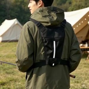 Fishing Chest Rig Vest Multi-Pockets Molle Design Adjustable Strap Fishing Tackle Chest Pack for Outdoor Camping Hiking Angling