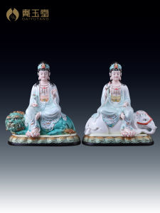 DAIYUTANG | Ceramic Manjushri and Samantabhadra Buddha Home Figurine
