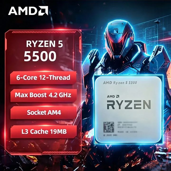 AMD | AMD Ryzen 5 5500 AMD R5 5500X CPU 6-Core 12-Thread 4.2 GHz
