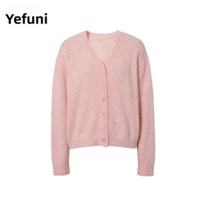 Eifini | Áo Sweater Cổ V Bông Xù 100% Len Mới Thu