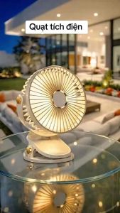 [PIN CỰC TRÂU] Quạt Tích Điện Cầm Tay Mini Đa Năng 3 Tốc độ Gió 4 Công Dụng Sạc 2h Dùng Cả Ngày Cầm Tay Kẹp Bàn làm Việc Treo Tường Đặt Dứng Quay 360 độ