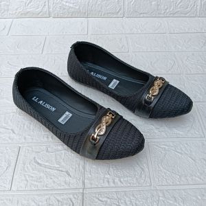 LL 03 SEPATU BALET WANITA FLAT SHOES RAJUT BROS ATAS
