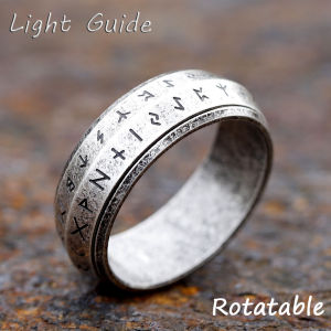 2024 NEW Rotatable Mens 316L stainless steel rings retro Odin Viking  rune for teen RING Amulet fashion Jewelry Gift