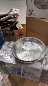 Chảo lẩu Inox 304 đáy liền đa năng Elo Premium Multiwok 28cm tặng Vỉ hấp vỉ chiên rán - hàng Đức bảo hành 5 năm