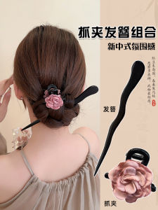 กิ๊บติดผมรูปฉลามขนาดเล็ก สไตล์จีนโบราณ ดอกกุหลาบ สำหรับผู้หญิง กิ๊บติดผมแบบใหม่ 2025 ที่คาดผมหลังศีรษะ ชุดเครื่องประดับผม