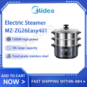 【Malaysia Stock】Midea Electric Steamer MZ-ZG26Easy401 26cm 10L Multifunctional Stainless Steel Steaming Pot Three Layers One Year Warranty