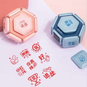 Award Stamp Teachers Use Homework to Correct Kids Students Performance Homework Exam Daily Evaluation Language Praise Seal for Encouragement You Are Awesome Red Flower Come on Thumb Trophy Stamp Combination Suit