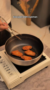 freemir Wajan 3D Honeycomb Stainless Steels 316 Cookpro 24cm Penggorengan Anti Lengket dengan Tutup Kaca