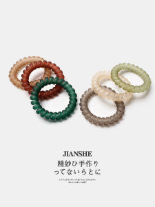 ยางรัดผมแบบยืดหยุ่นสูง สายโทรศัพท์แบบมีรอยขัดเกลียว ทนทาน ยางรัดผมสไตล์เกาหลี แฟชั่น วัสดุอื่นๆ