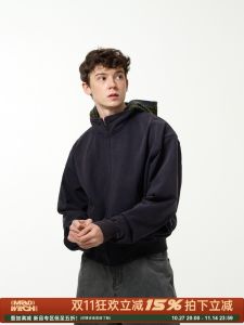 MADWITCH American Retro Cleanfit Hat Sweater Boxy Casual Plaid Hoodie Trendy Design Sense Mens Sweatshirt Autumn 2023