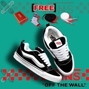 TERLARIS! Sepatu VANS01 KNU SKOOL - BLACK WHITE Sepatu Vans01 Sneakers Pria Wanita Sepatu Gemuk