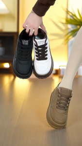 Giày Thể Thao Nữ Lông Cừu Đế Độn Tăng Chiều Cao 5cm Giày Sneaker Phong Cách Hàn Quốc Phối Màu Mun Shoes M455 Sục Giầy