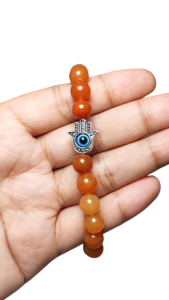 Carnelian stones with Evil Eye "HAMSA" hand of fatima Blessed & Cleansed Lucky Charm Bracelet Feng Shui 2027