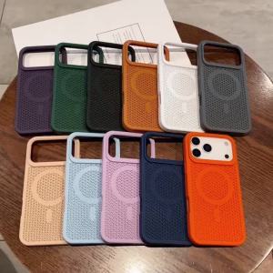Ốp Lưng Từ Tính Rỗng Cho iPhone 18/17/16/15/14/13/12 Pro Max - Thiết Kế Lưới Thoáng Khí Chống Sốc Chống Xước Bề Mặt Mờ