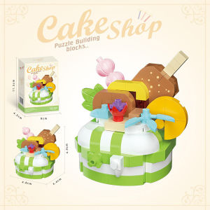Creative Birthday Cake Building Blocks DIY Simulation Dessert Educational Assembly Toy Ornament Handmade Gift Romantic Style ABS Material