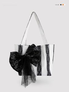 ความจุขนาดใหญ่ดั้งเดิม ลูกไม้ กระเป๋าโท้ตปมผีเสื้อ ผู้หญิง กระเป๋าสะพายสําหรับการเดินทางและชั้นเรียนสไตล์ไม่ซ้ําใคร โพลีเอสเตอร์ ไฟเบอร์