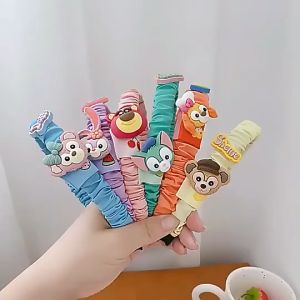 Bờm Cài Tóc Xếp Ly Họa Tiết Hoạt Hình Phong Cách Hàn Quốc Thời Trang Xinh Xắn Cho Bé Gái xinh xắn