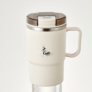 450/500ml  304 Stainless Steel Insulated Coffee Cup With Spoon&Strainer Double-layer Water Cup Leak-proof Mug For Kids Students