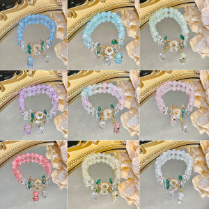 (Good quality)Korean style Popcorn Crystal bracelet Simple Versatile Bright Transparent Bracelet Girls Friends Agate Bracelet Gift