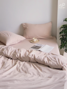 Bộ chăn mền ga gối GONI FRESH màu Beige Nhăn - Ga drap giường bo chun cao 4-25cm kích thước 1m 1m2 1m4 1m6 1m8 2m2