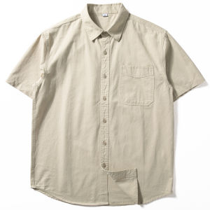 Shirt Short Sleeve Mens Washed Pure Cotton Breathable Loose Casual Shirt Japanese Style Retro Easy Matching Boys Summer Thin Coat